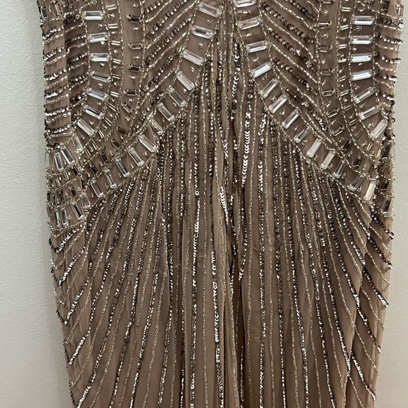 Beaded Champagne Evening Gown - Women's Formal Dress - Picture 9 of 11